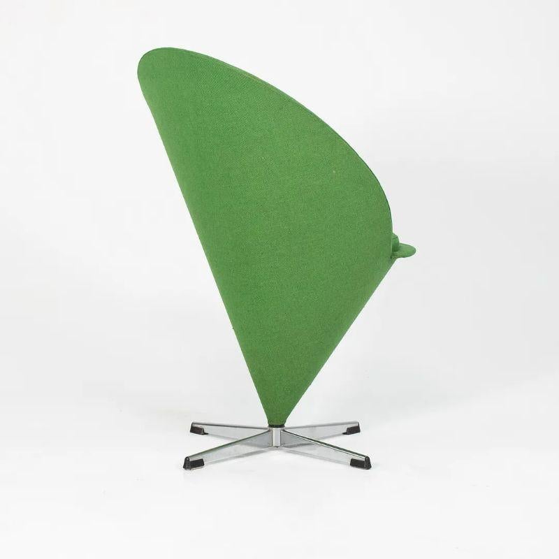 1969 Verner Panton Cone Chair Green Fabric Made in Denmark for Plus-Linje Vitra For Sale 3