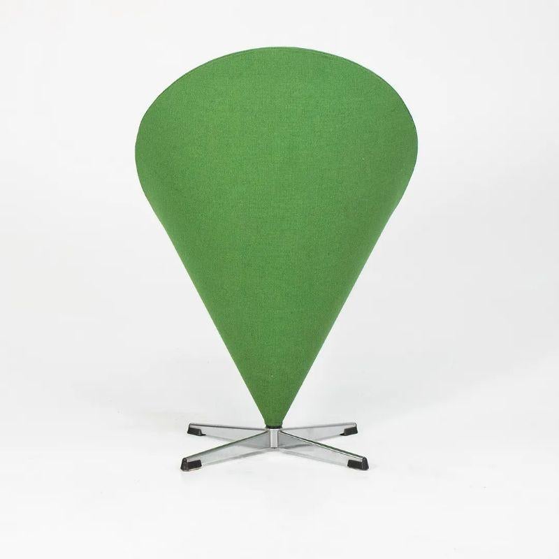 Danish 1969 Verner Panton Cone Chair Green Fabric Made in Denmark for Plus-Linje Vitra For Sale