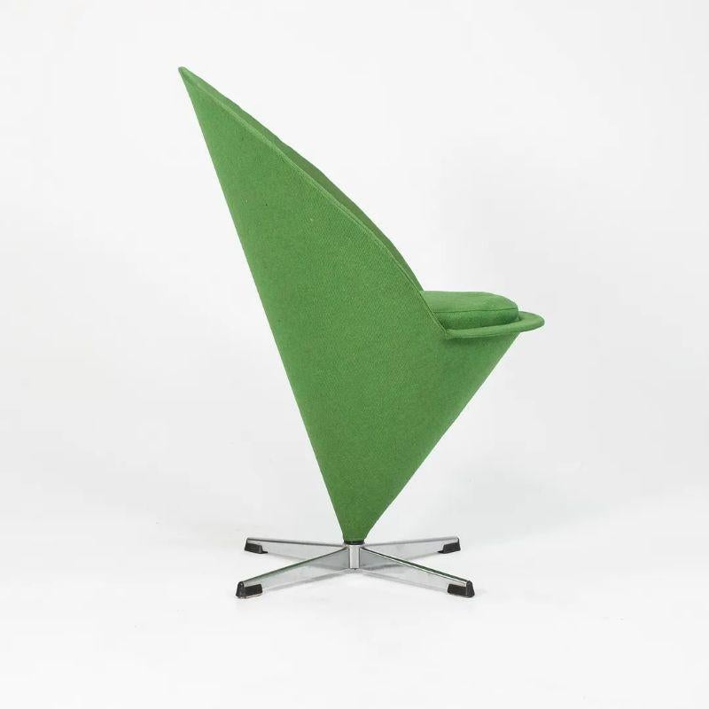 1969 Verner Panton Cone Chair Green Fabric Made in Denmark for Plus-Linje Vitra For Sale 2