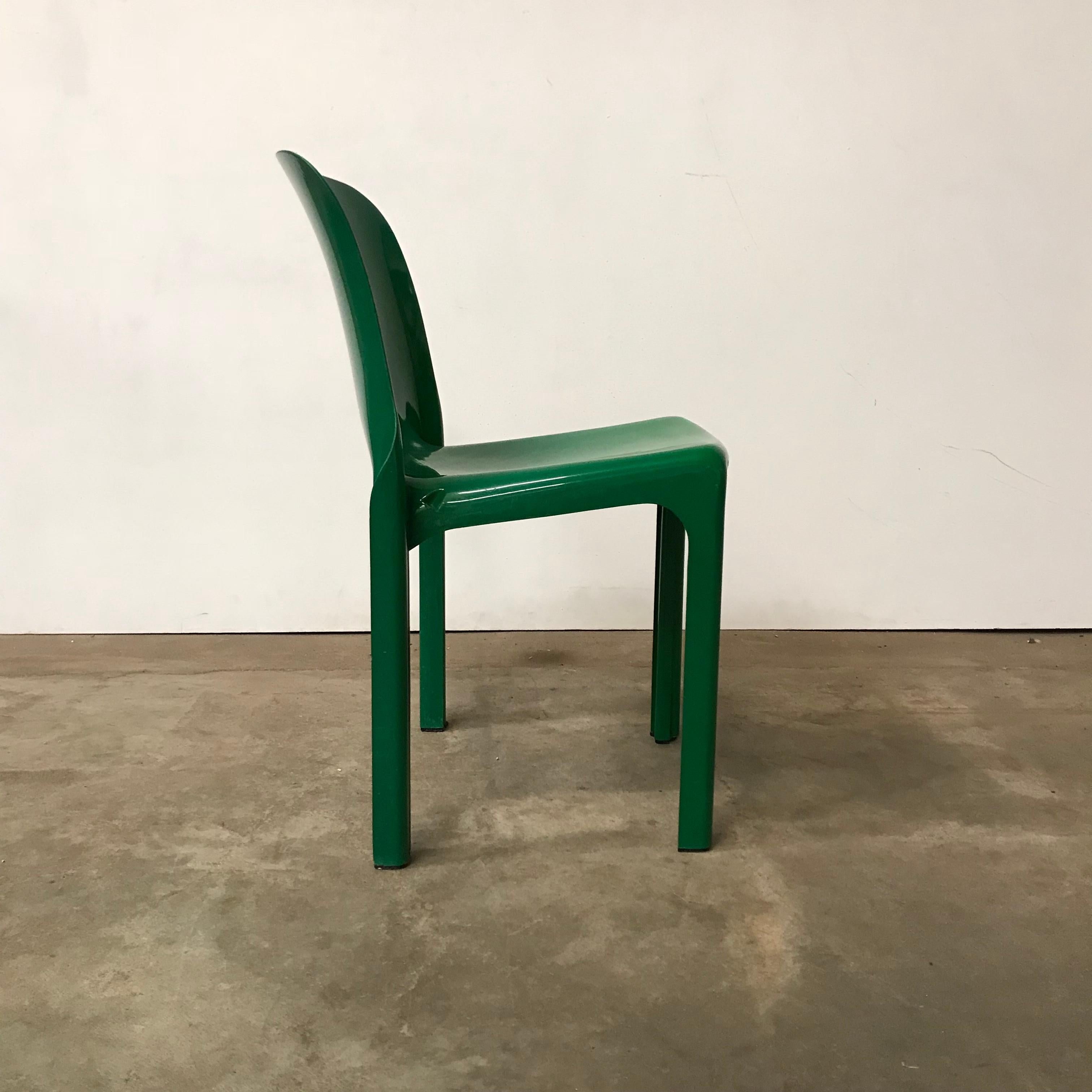 Mid-Century Modern 1969, Vico Magistretti for Artemide, Green Selene Chairs