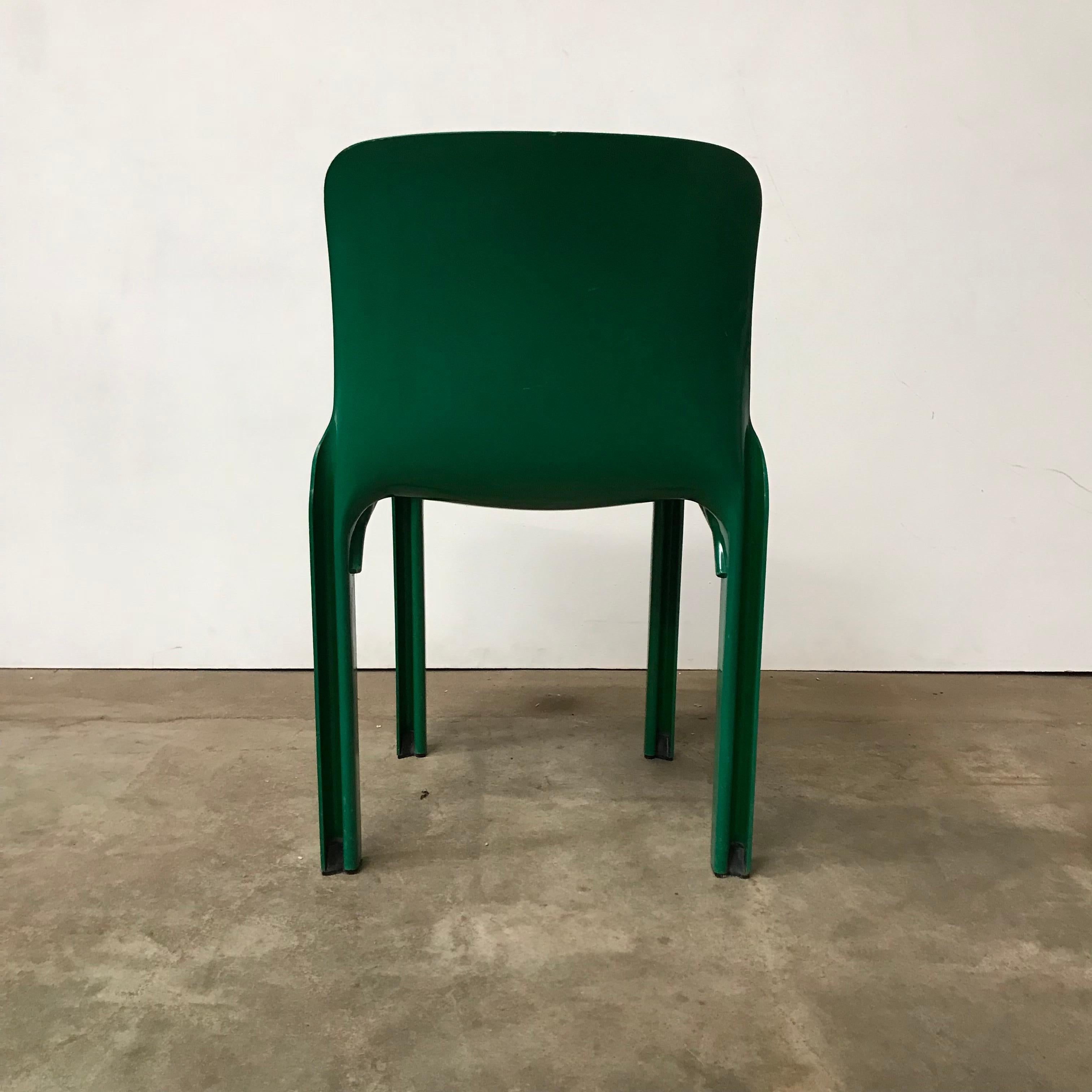 Italian 1969, Vico Magistretti for Artemide, Green Selene Chairs