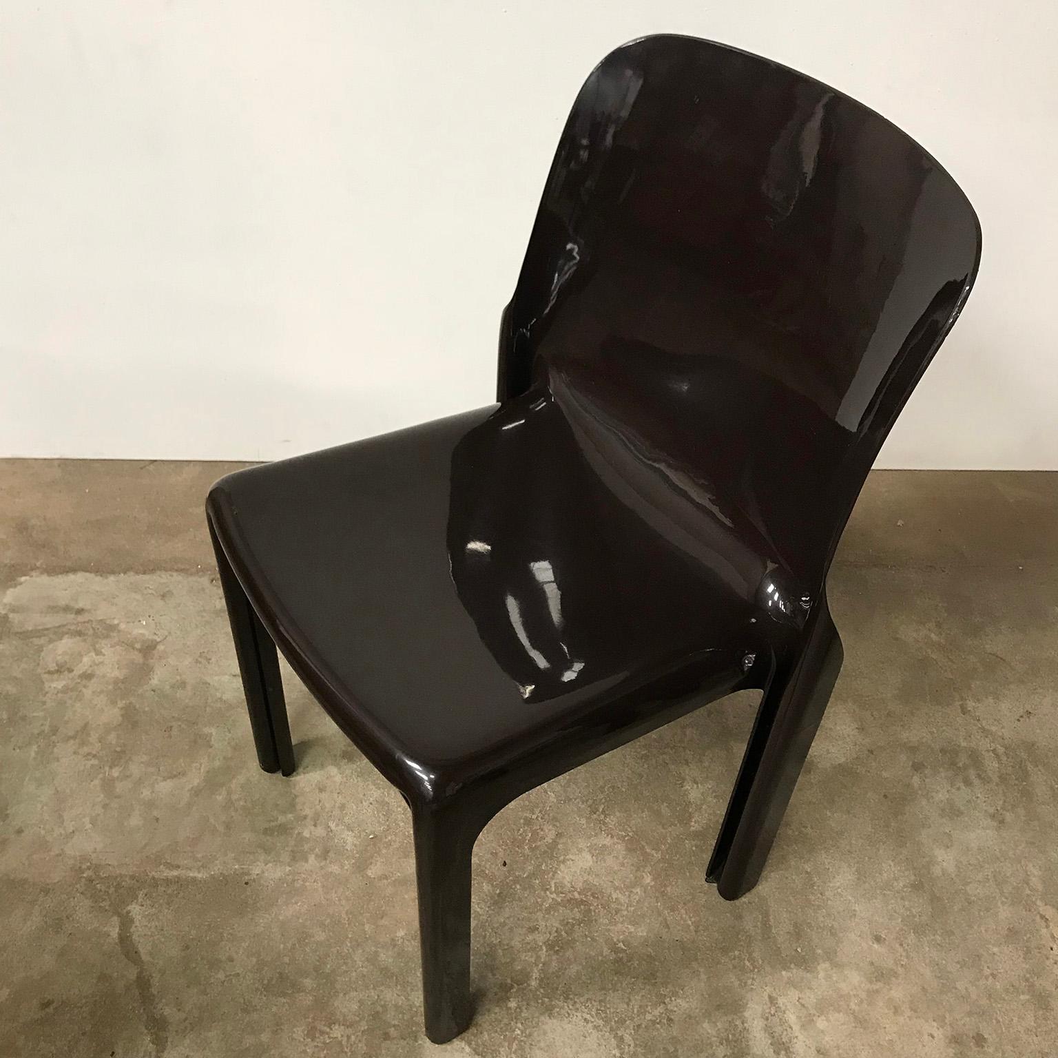 1969, Vico Magistretti for Artemide, Set of Two Dark Brown Selene Chairs 1
