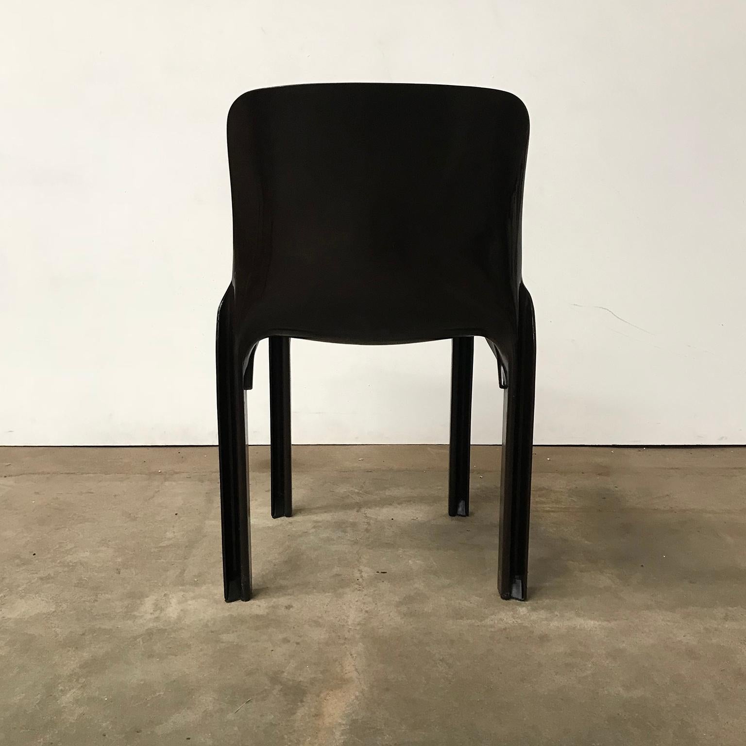 Mid-20th Century 1969, Vico Magistretti for Artemide, Set of Two Dark Brown Selene Chairs