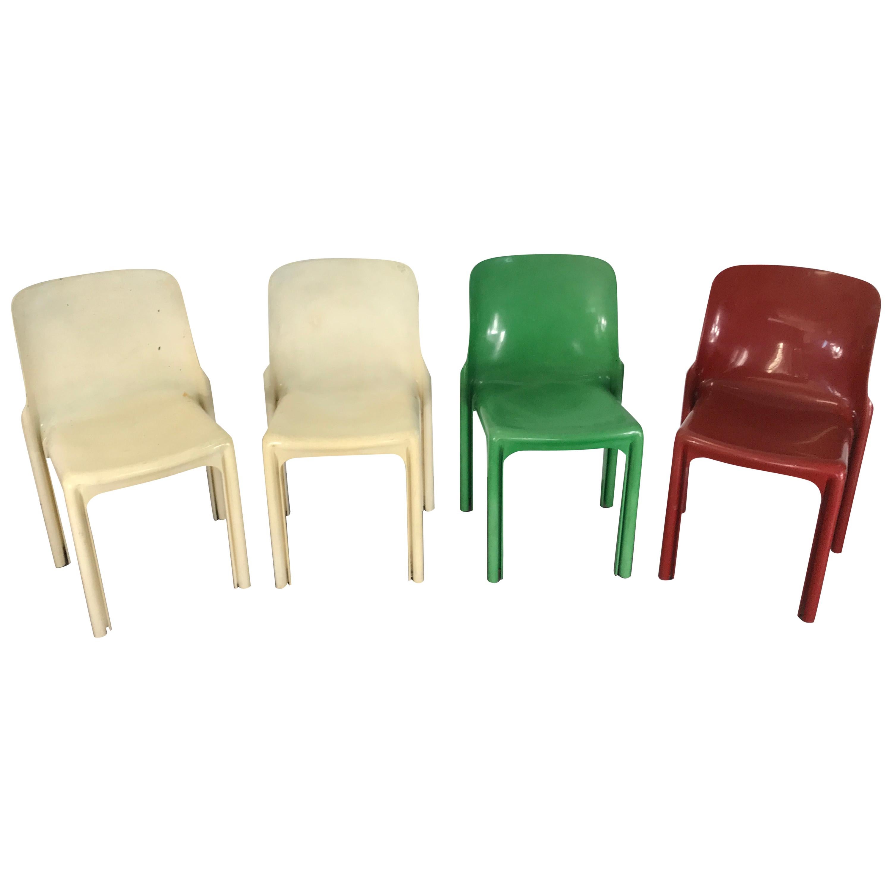 Mid Century Modern Vico Magistretti for Artemide Acrylic Selene Chairs, 1969