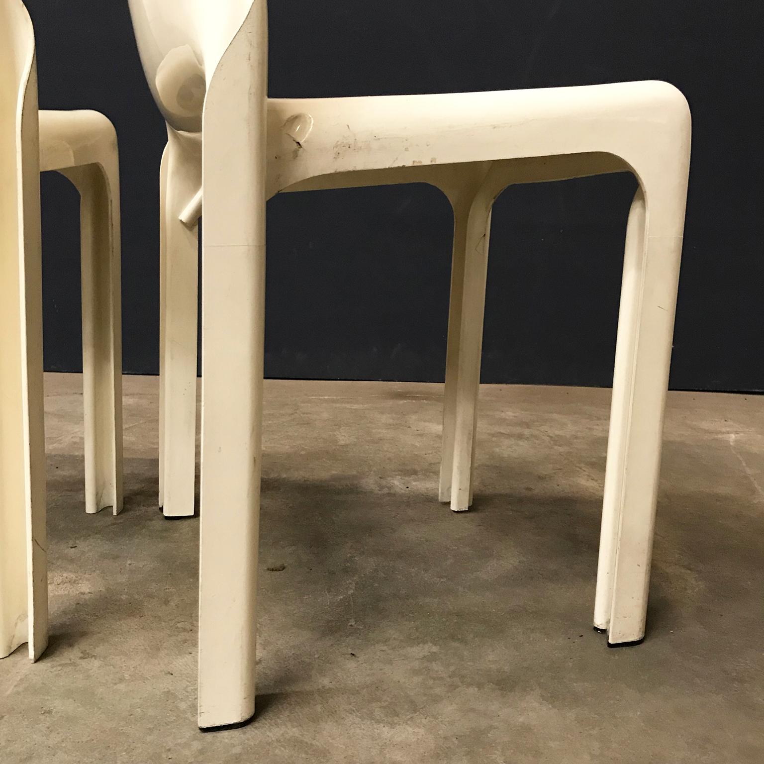 1969, Vico Magistretti for Artemide, Set of Four White Selene Chairs For Sale 9