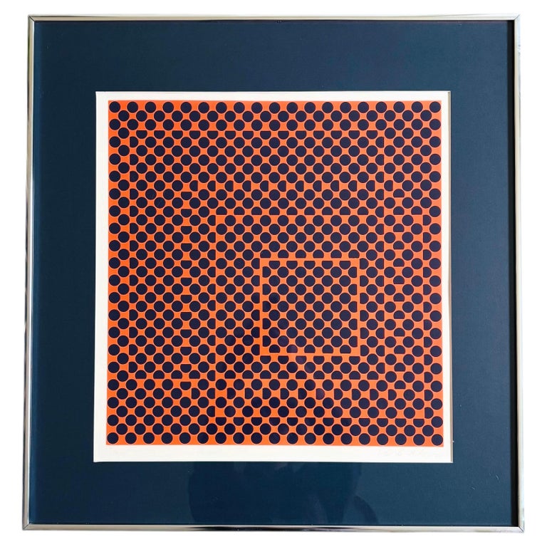 Vintage Op Art Serigraph by Victor Vasarely, Signed, Mid-Century Modern, 1969