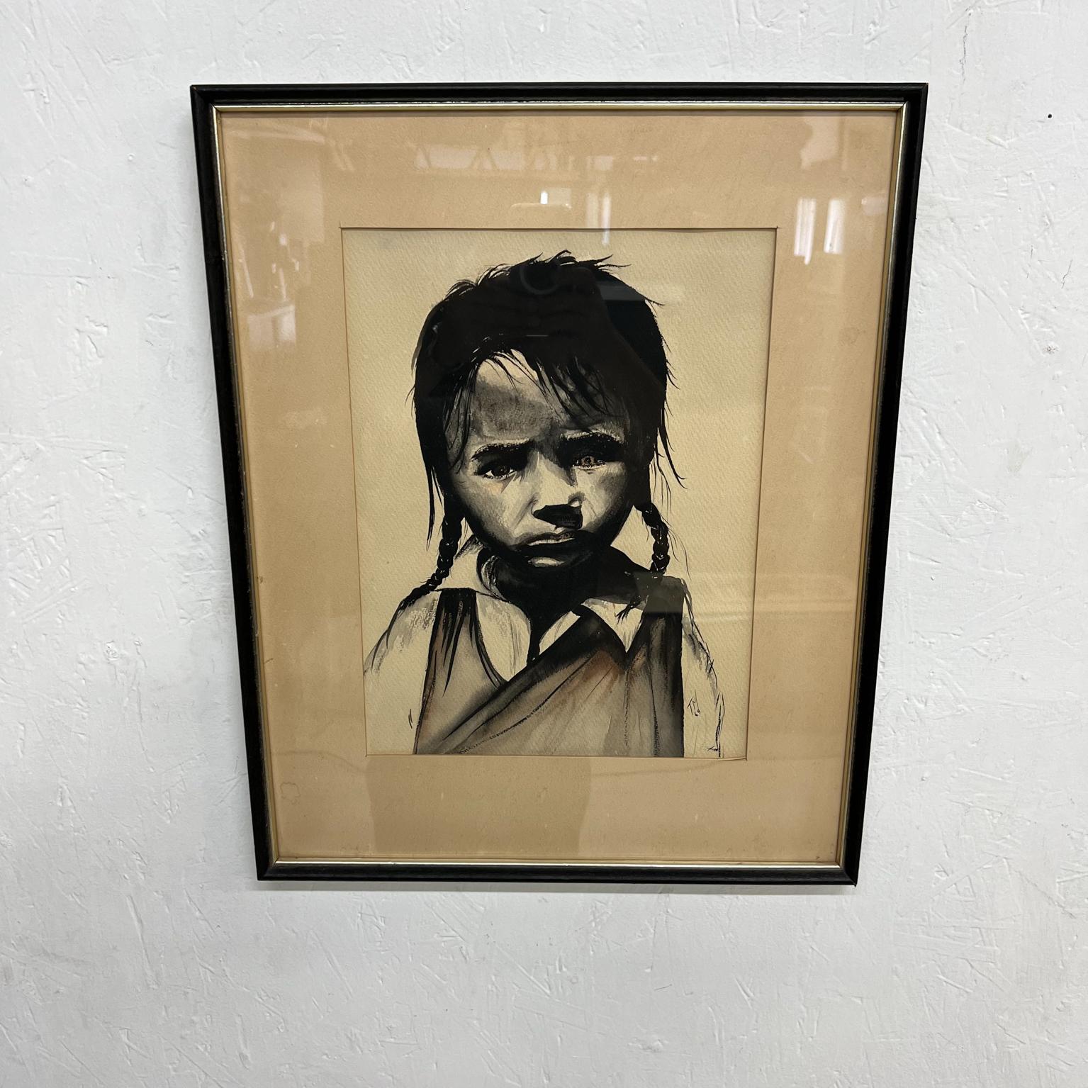 Vintage Western Art named The Mute Child by artist Terry Morley 1969.
Signed by artist.
Ink drawing watercolor on quality grade paper.
Frame 16.75 wide x 20.75 Art 14.5 tall x 11 wide.
Original preowned vintage condition.
See images provided