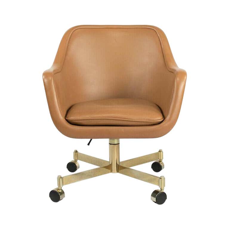 1984 Ward Bennett Brickel Associates Desk Chair, Leather and Oiled Ash ...