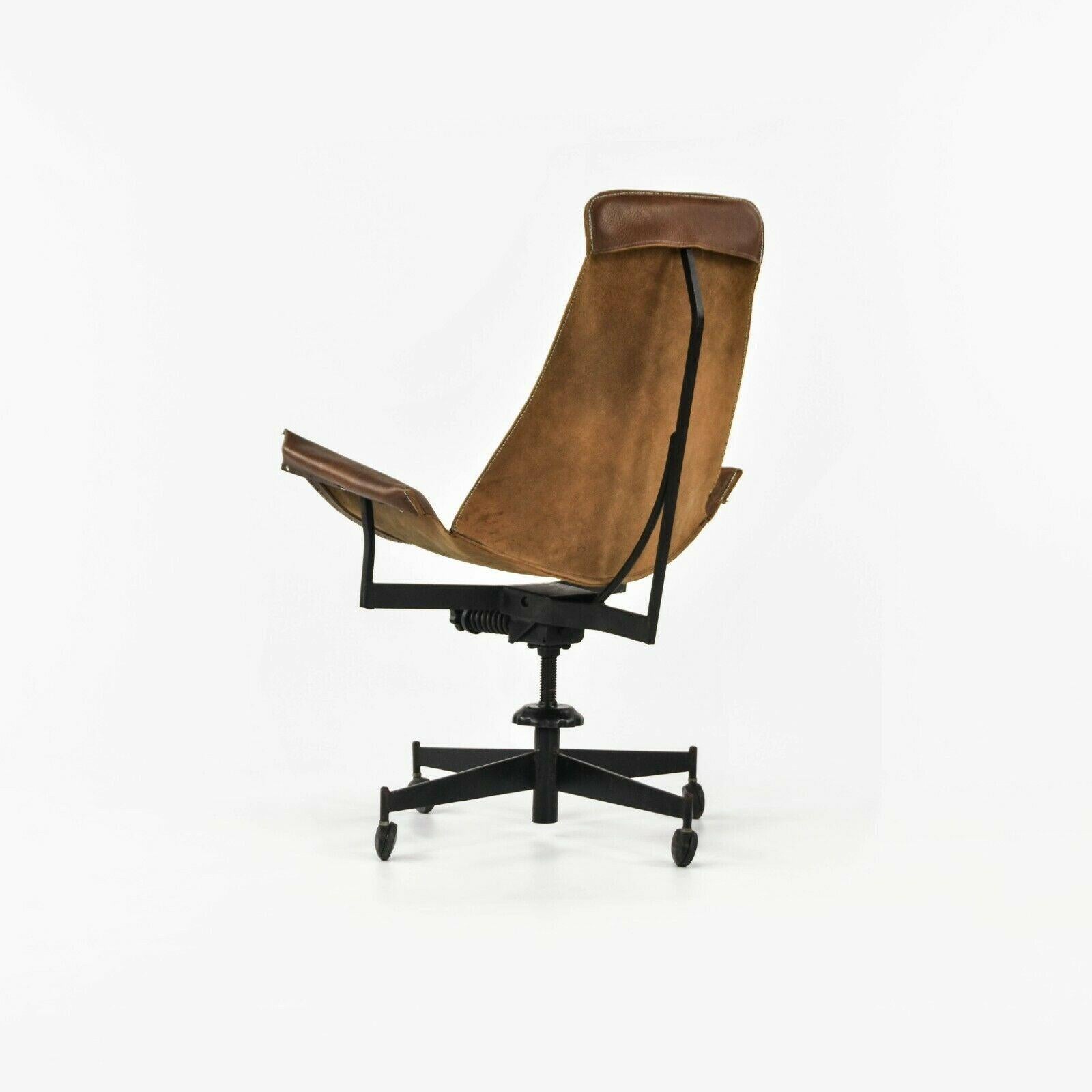 1969 William Katavolos Swivel K Chair Desk Chair for Leathercrafter w/ Sling In Good Condition For Sale In Philadelphia, PA