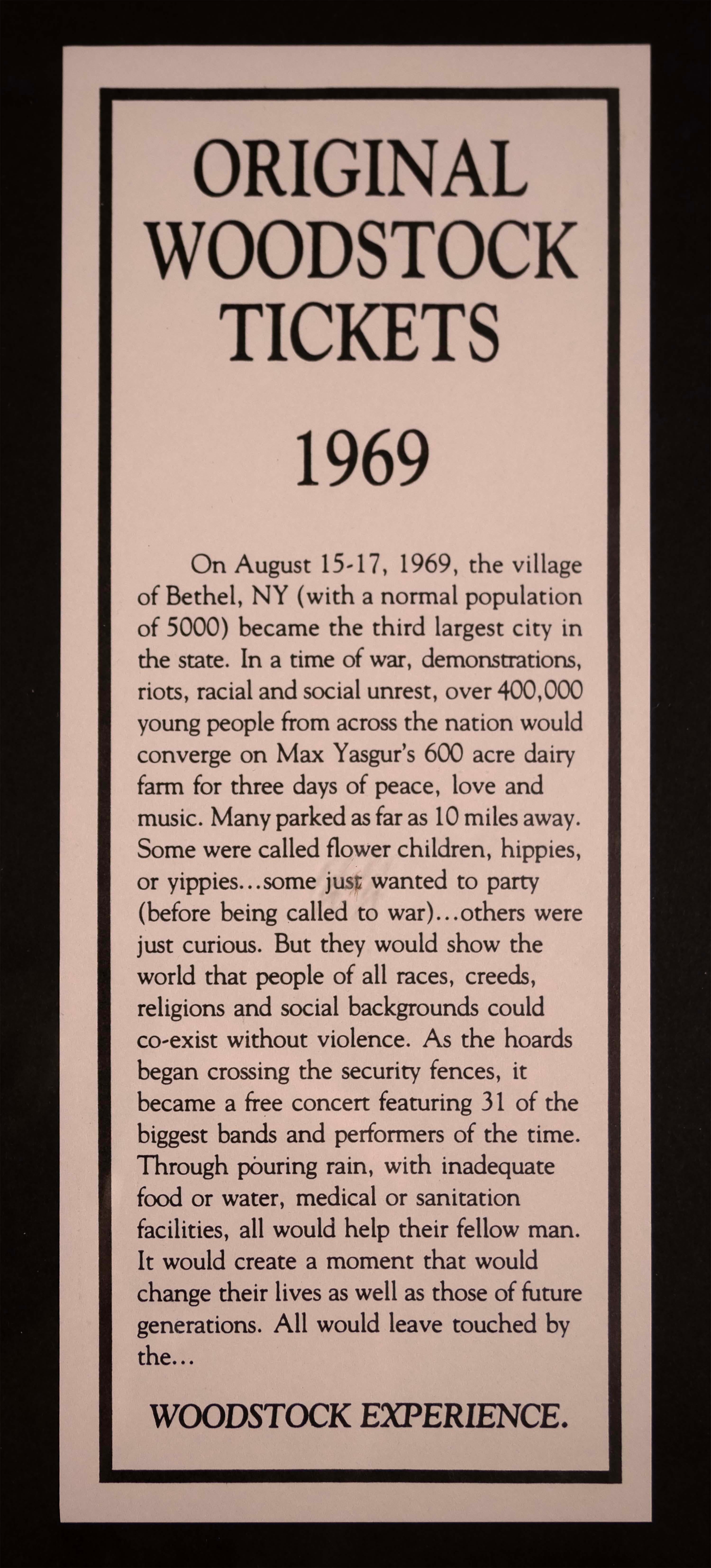 Mémoires de Woodstock originales et The Experience, 1969 Bon état - En vente à Keego Harbor, MI