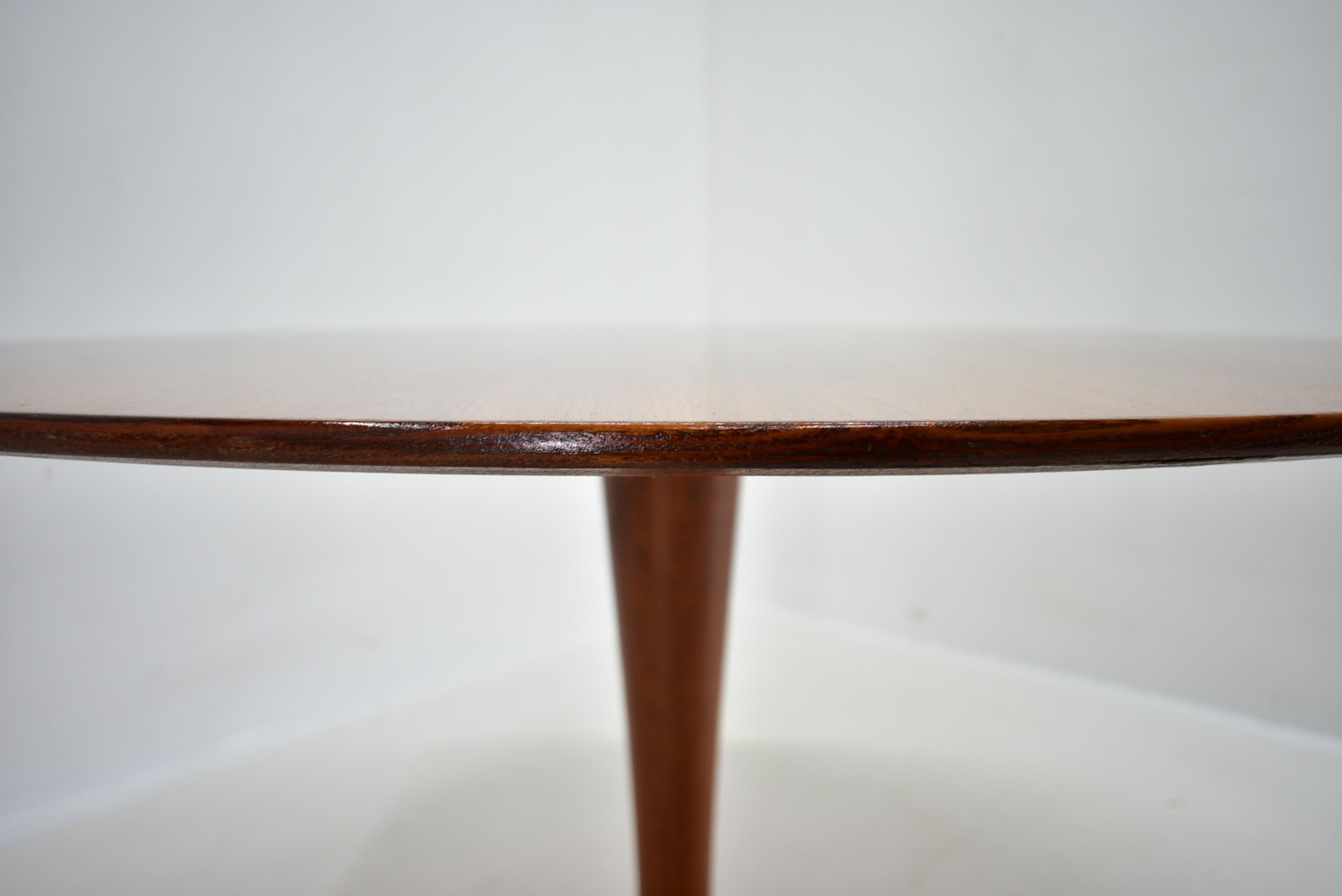 Iron 1969s Beech Round Dining Table, Czechoslovakia For Sale