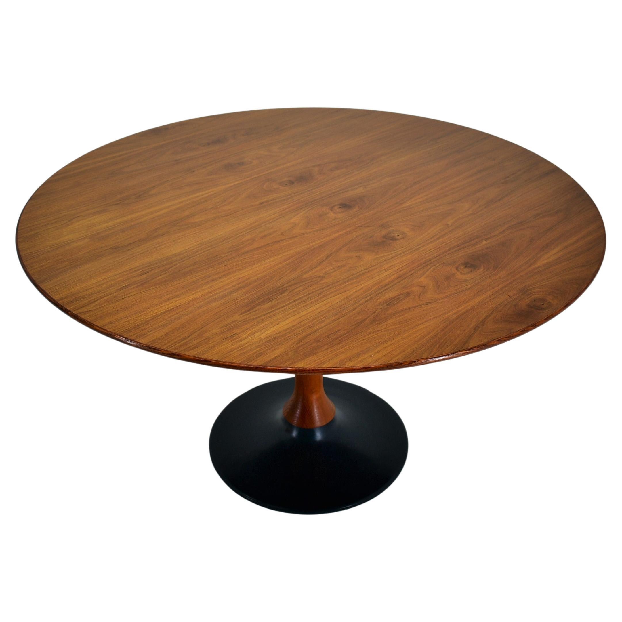 1969s Beech Round Dining Table, Czechoslovakia For Sale