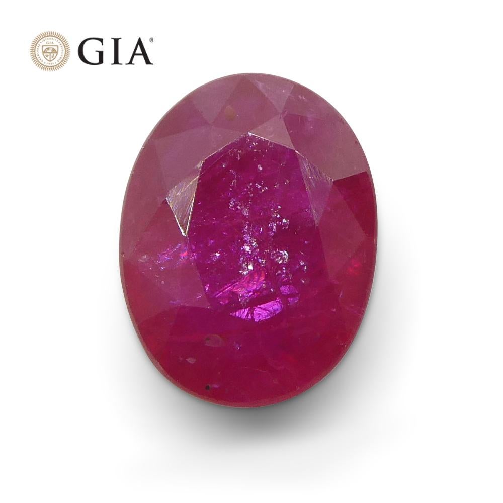 1.96ct Oval Purplish Red Ruby GIA Certified Mozambique For Sale 5