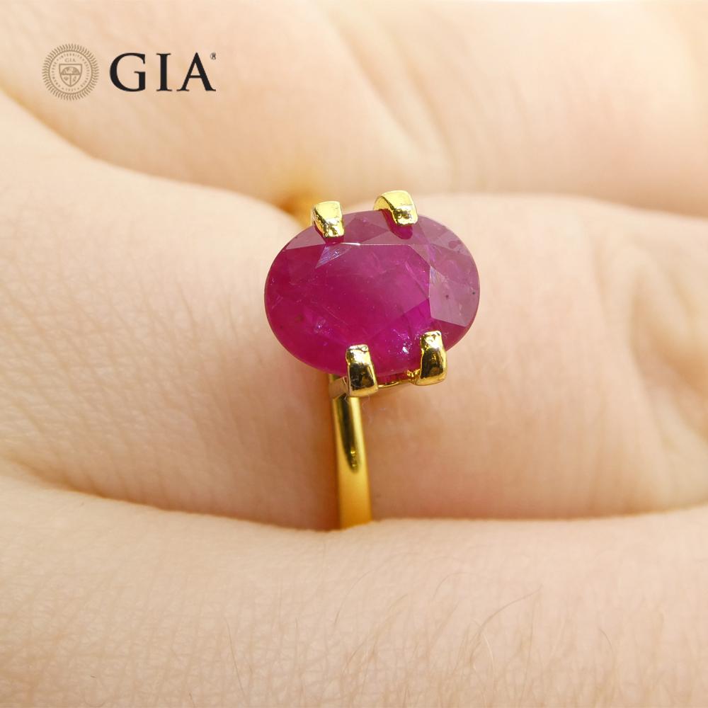 1.96ct Oval Purplish Red Ruby GIA Certified Mozambique For Sale 8