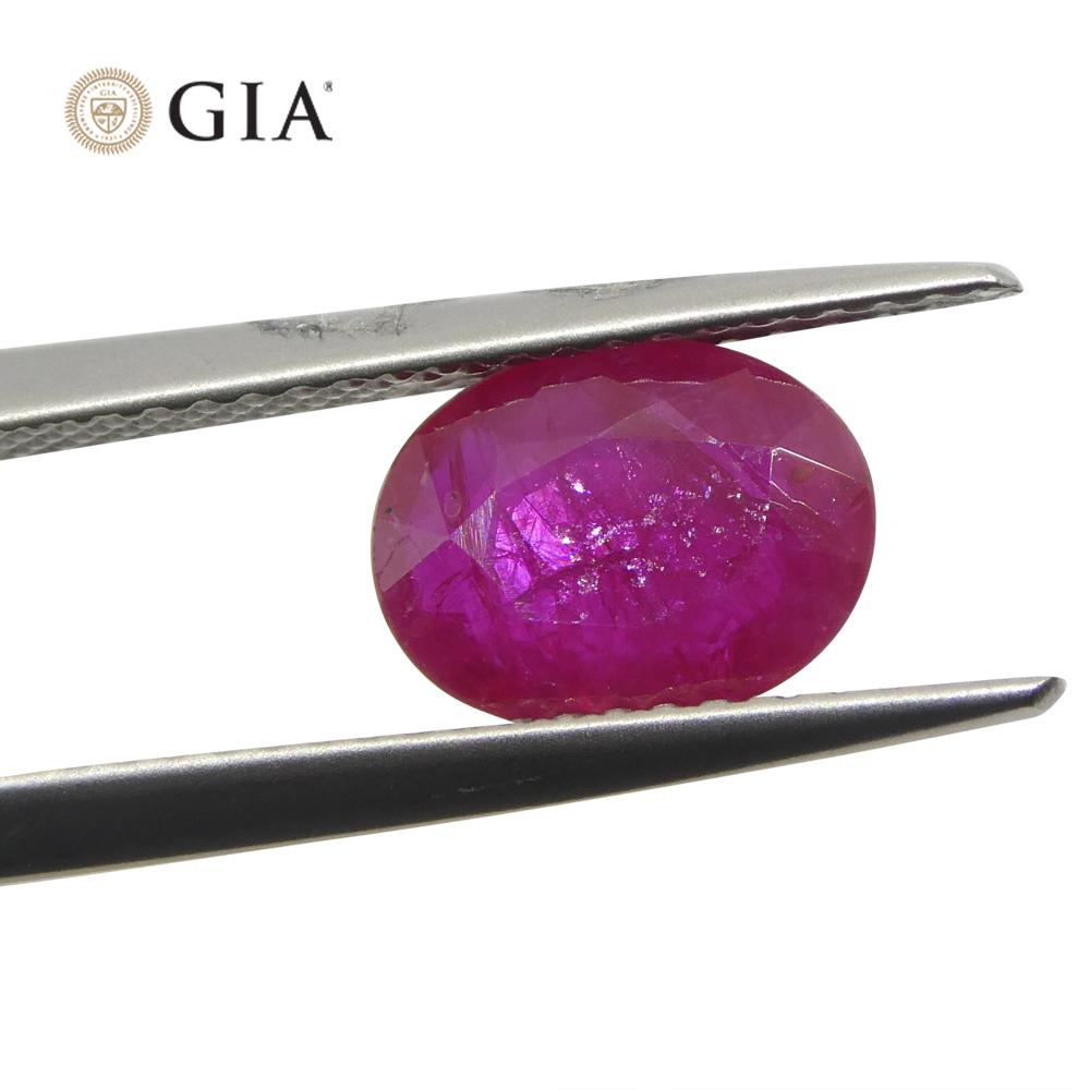 1.96ct Oval Purplish Red Ruby GIA Certified Mozambique For Sale 9