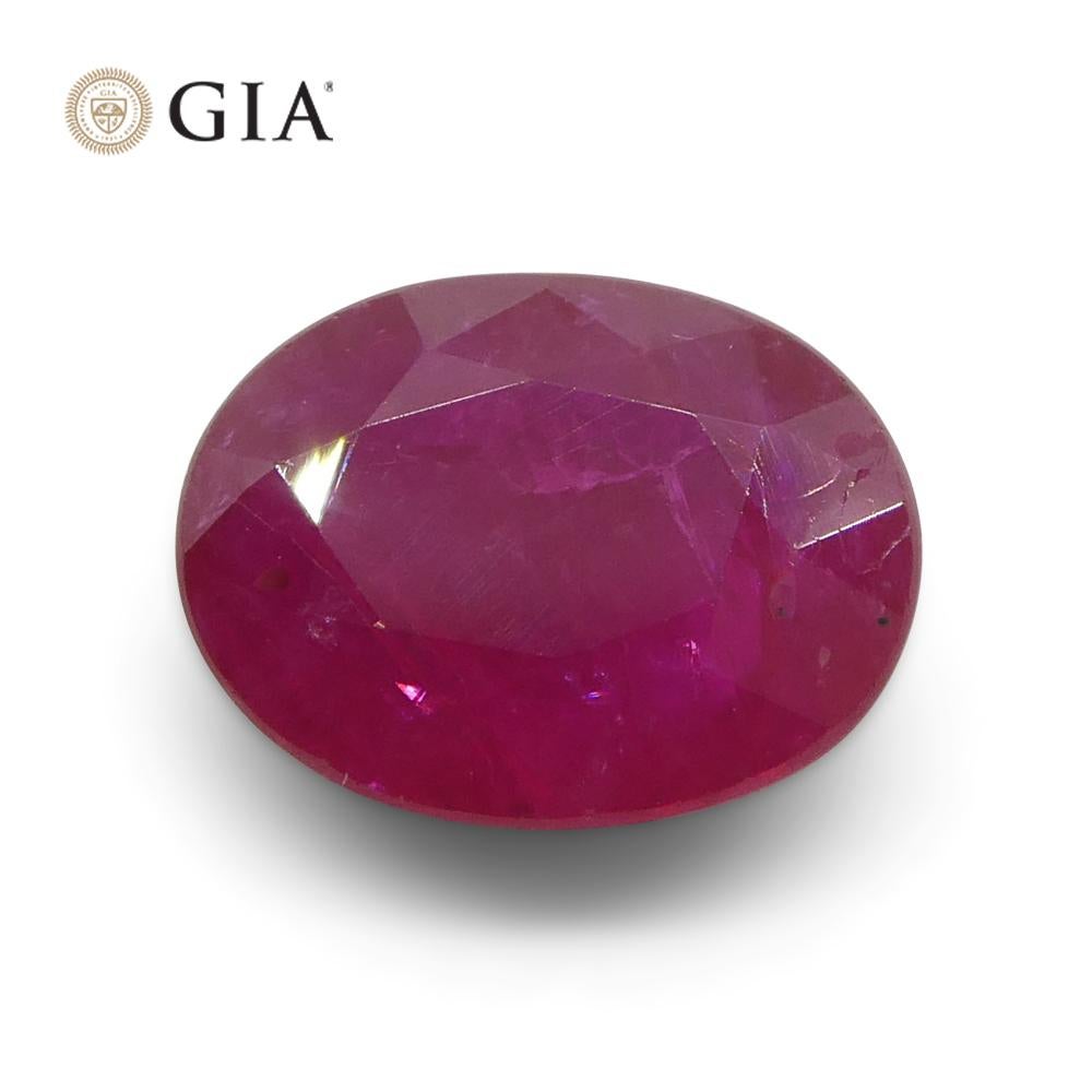 1.96ct Oval Purplish Red Ruby GIA Certified Mozambique For Sale 1