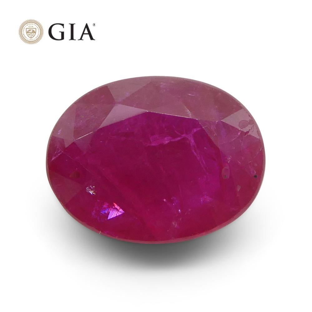 1.96ct Oval Purplish Red Ruby GIA Certified Mozambique For Sale 2