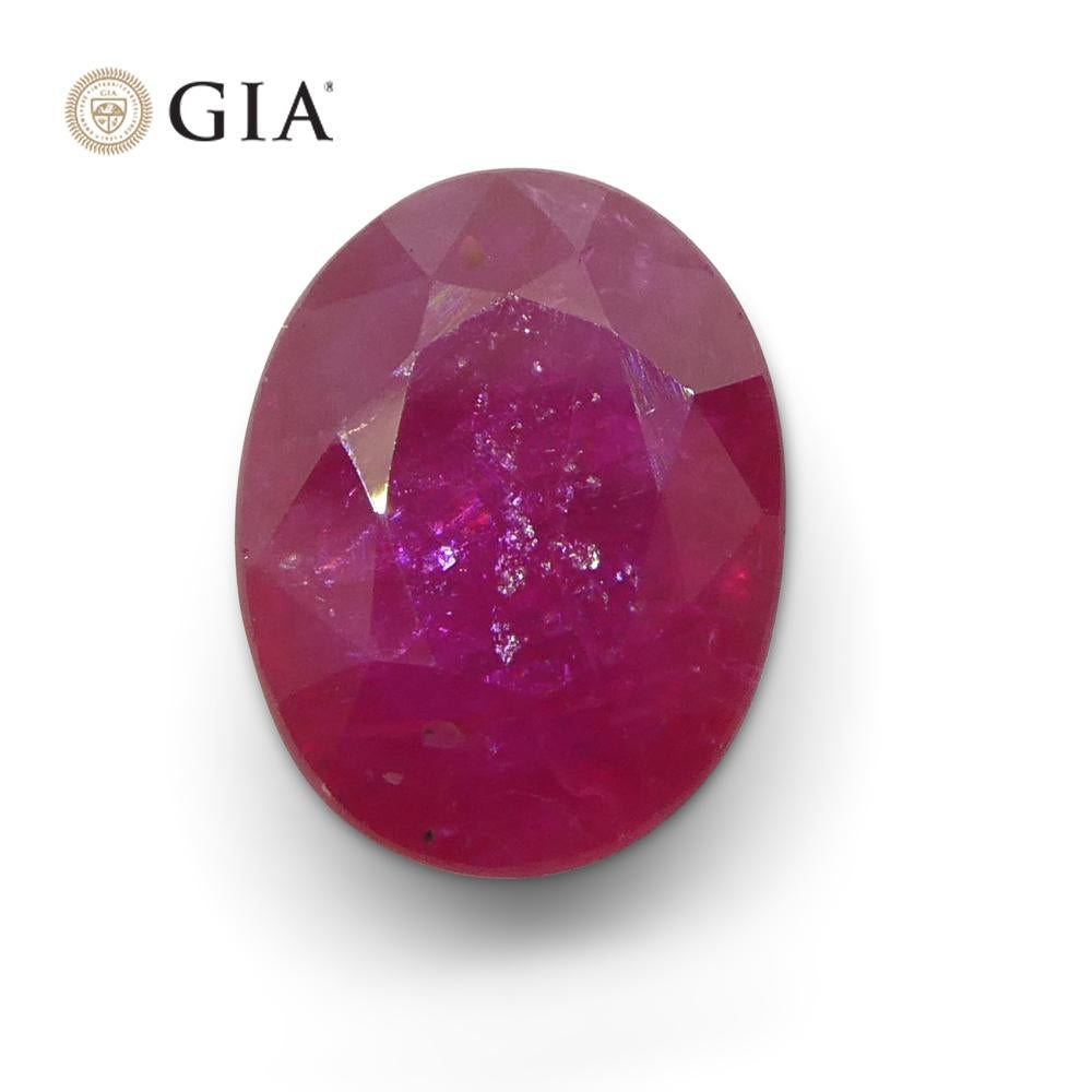 1.96ct Oval Purplish Red Ruby GIA Certified Mozambique For Sale 4