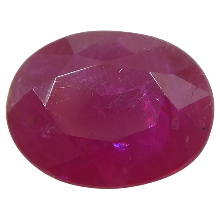 1.96ct Oval Purplish Red Ruby GIA Certified Mozambique For Sale