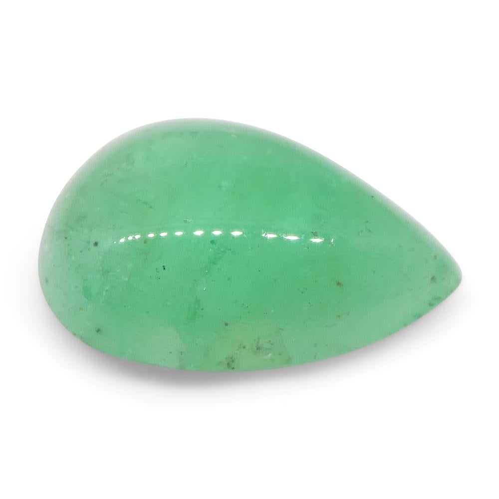 1.96ct Pear Cabochon Green Emerald from Colombia For Sale 6