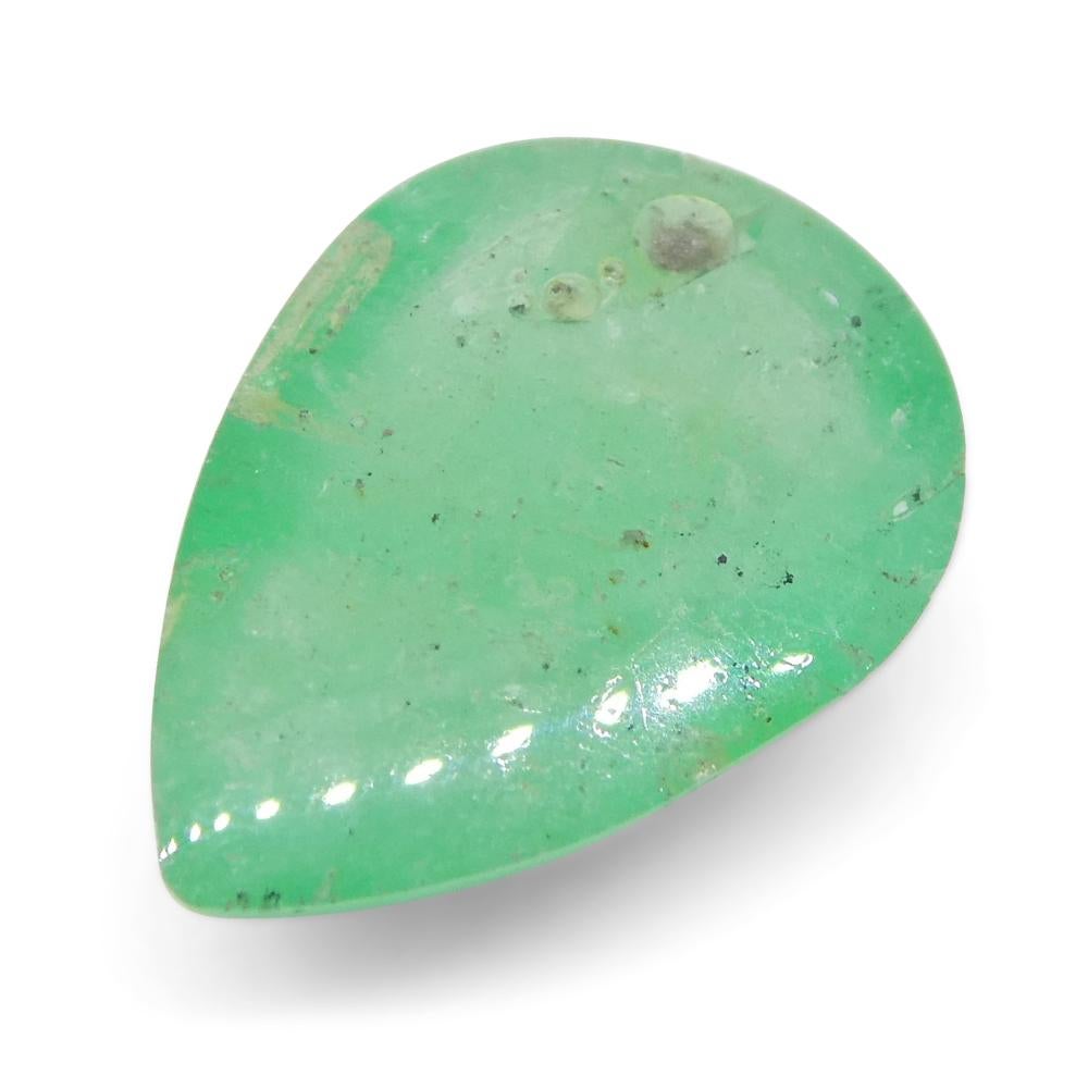 1.96ct Pear Cabochon Green Emerald from Colombia For Sale 8