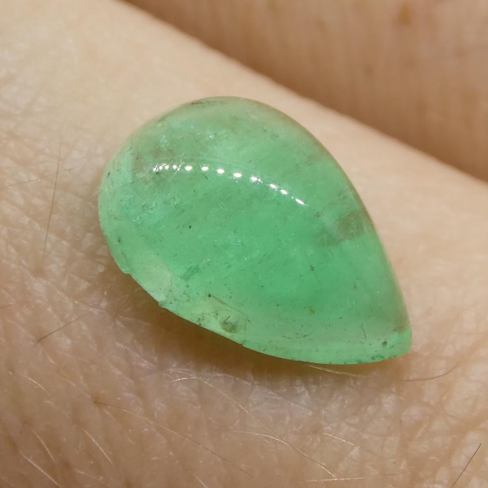 1.96ct Pear Cabochon Green Emerald from Colombia For Sale 9