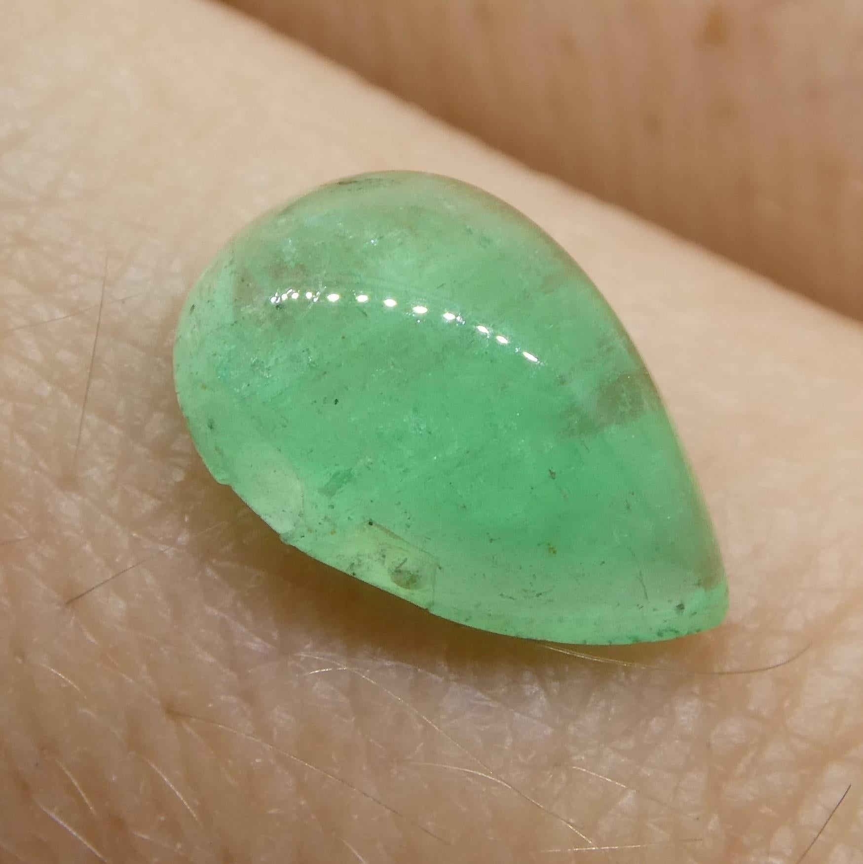 1.96ct Pear Cabochon Green Emerald from Colombia For Sale 13
