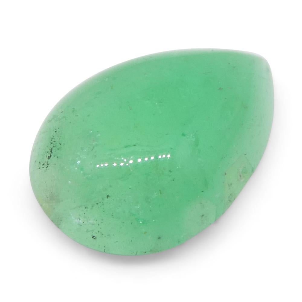 Pear Cut 1.96ct Pear Cabochon Green Emerald from Colombia For Sale