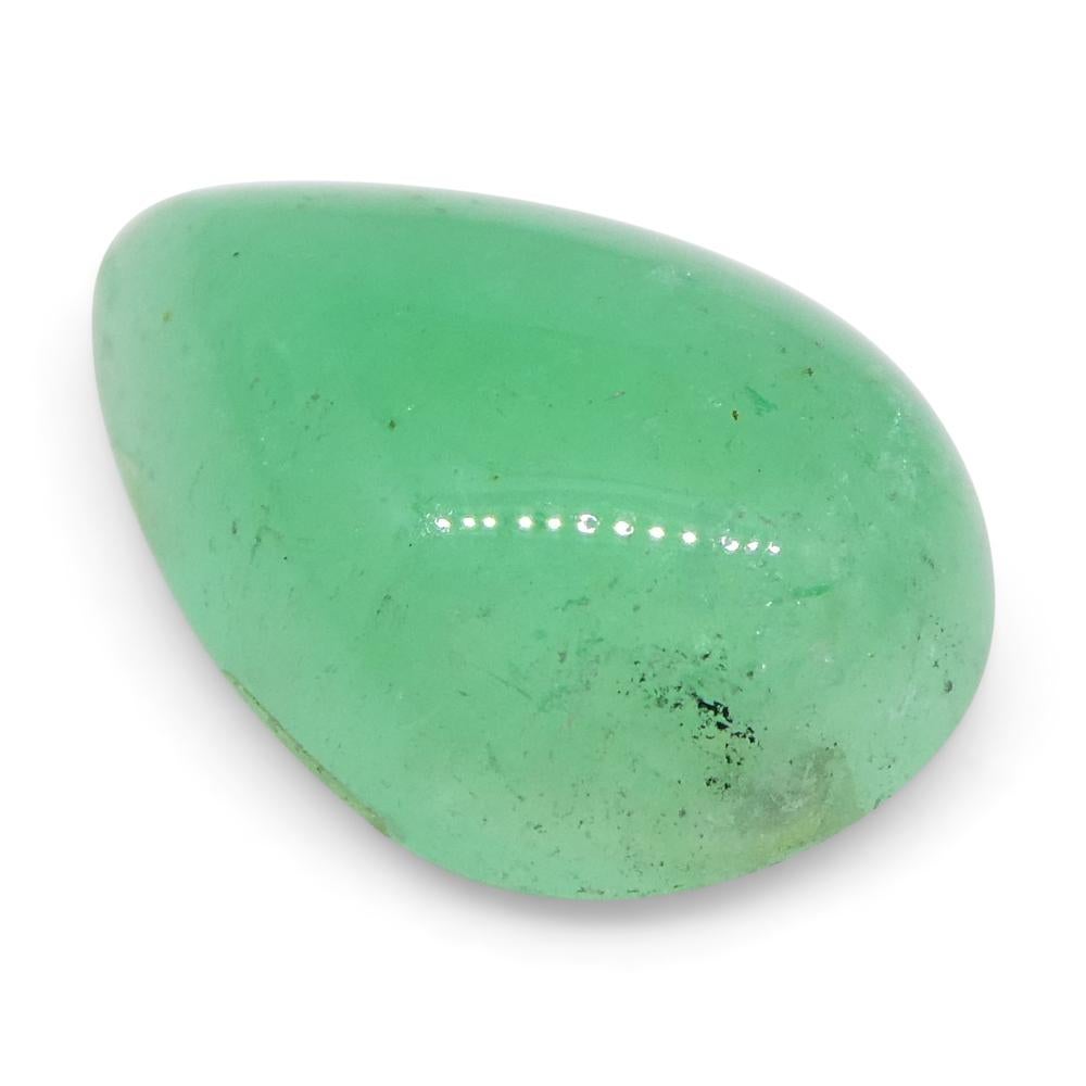 1.96ct Pear Cabochon Green Emerald from Colombia For Sale 1