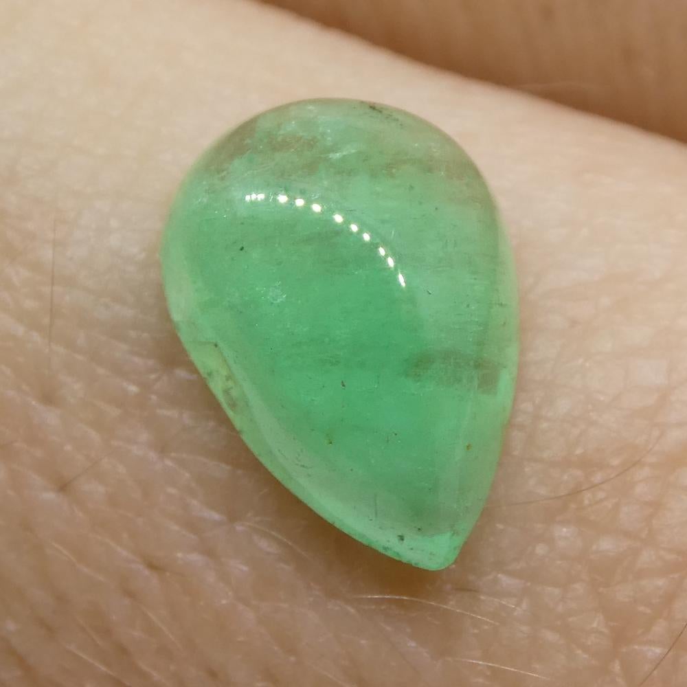 1.96ct Pear Cabochon Green Emerald from Colombia For Sale 4