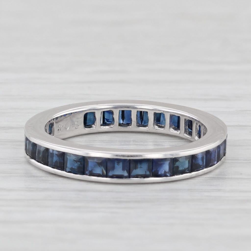 Women's 1.96ctw Blue Sapphire Eternity Band 18K White Gold Wedding Stackable Ring