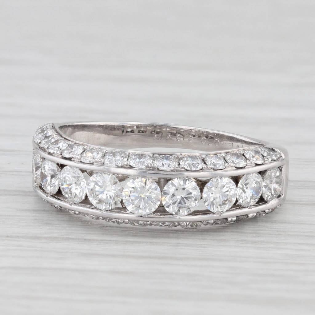 1.96ctw Diamond Wedding Band 18k White Gold Size 7 Anniversary Ring In Good Condition In McLeansville, NC