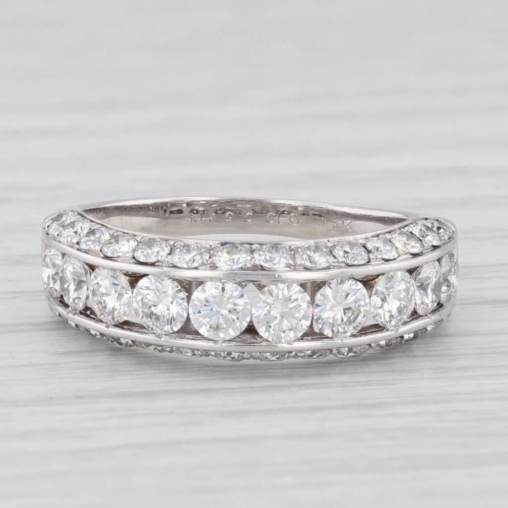 1.96ctw Diamond Wedding Band 18k White Gold Size 7 Anniversary Ring 2