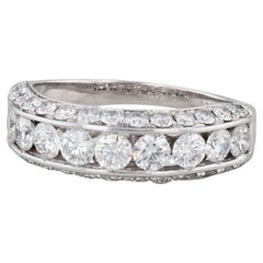 1.96ctw Diamond Wedding Band 18k White Gold Size 7 Anniversary Ring