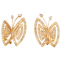1.97 Carat 18 Karat Rose Gold Diamond Butterfly Earrings