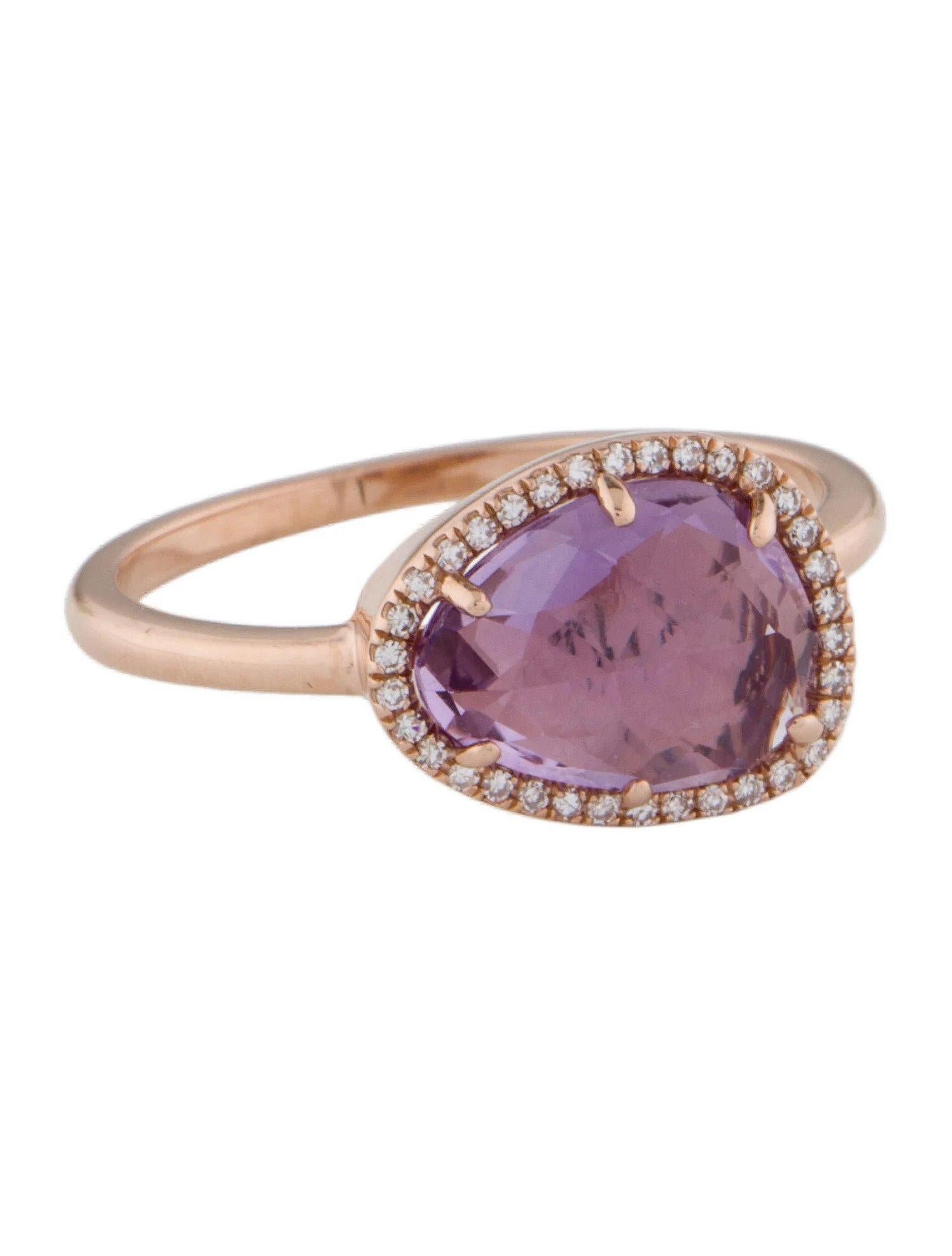 Mixed Cut 1.97 Carat Amethyst & Diamond Rose Gold Ring For Sale