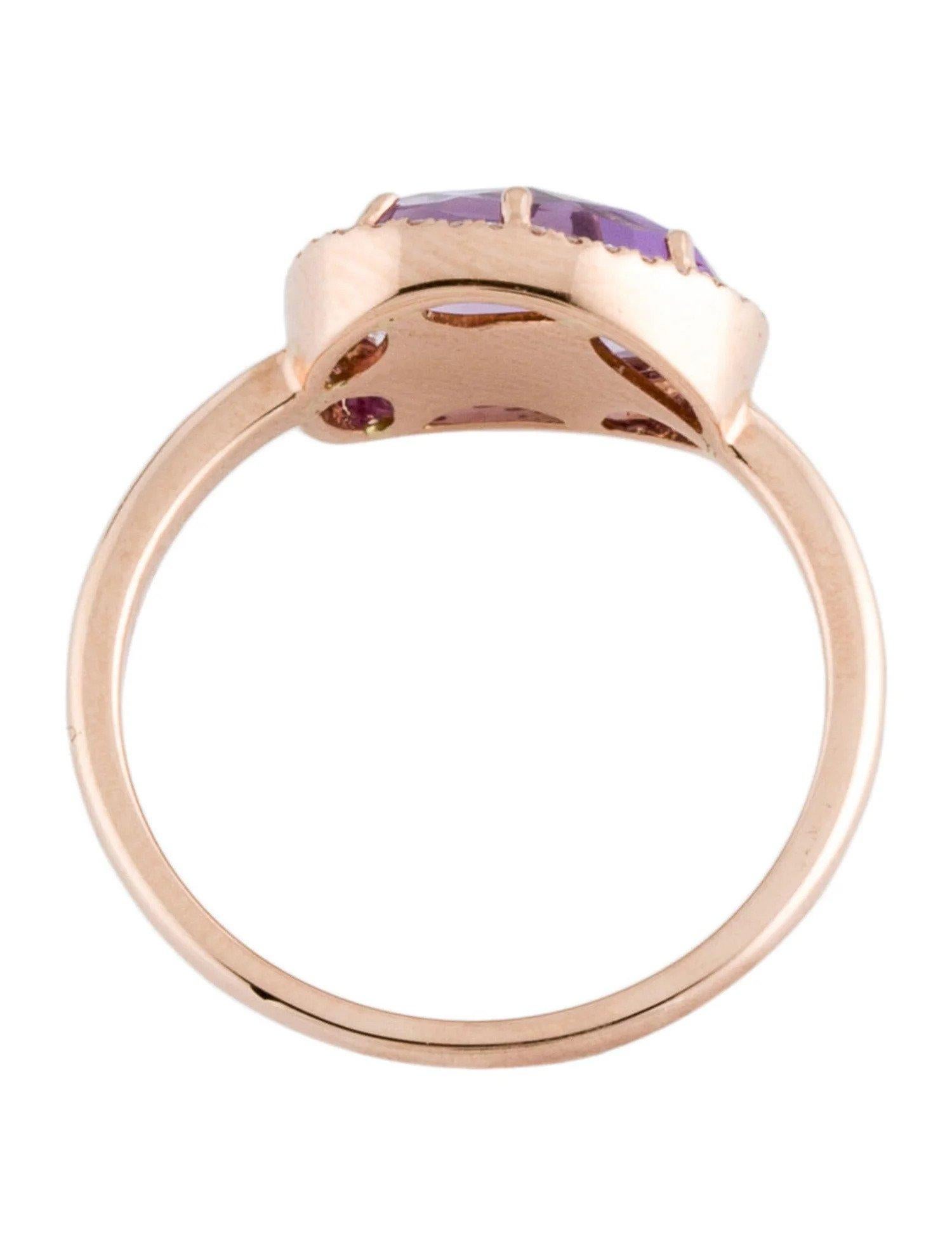1.97 Carat Amethyst & Diamond Rose Gold Ring In New Condition For Sale In Great Neck, NY