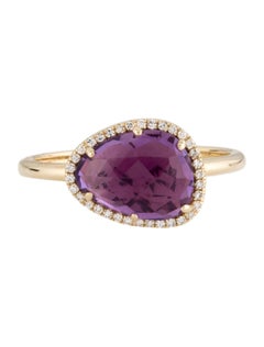 1.97 Carat Amethyst & Diamond Yellow Gold Ring