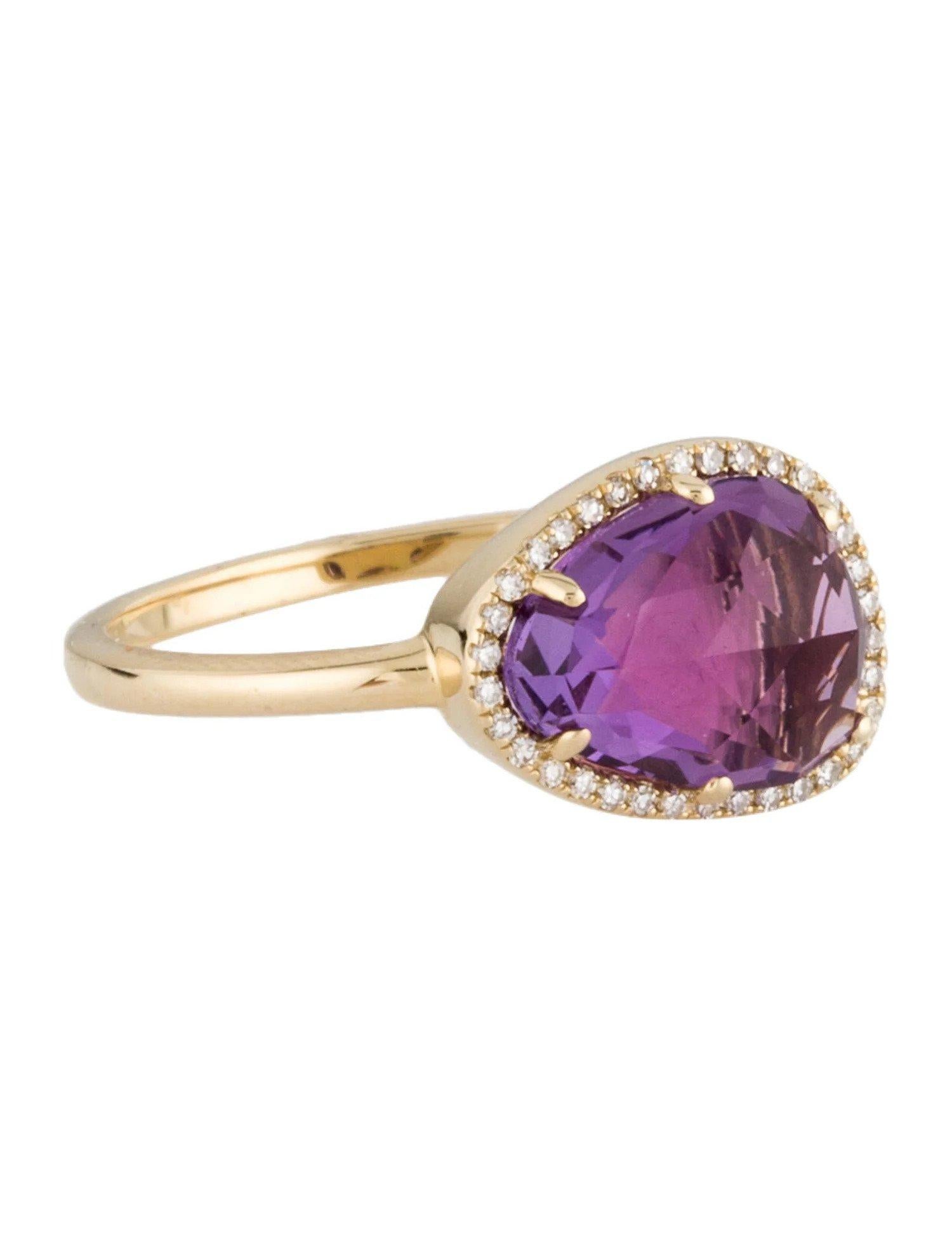Mixed Cut 1.97 Carat Amethyst & Diamond Yellow Gold Ring For Sale