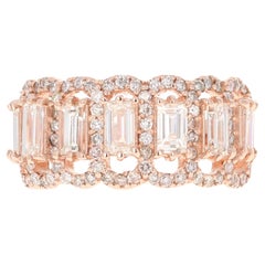 Banda de diamantes talla redonda y baguette de 1,97 quilates Oro rosa de 14 quilates