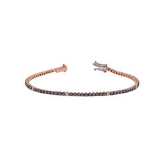 1.97 Carat Black Diamond and Diamond Set in 18 Karat Rose Gold Tennis Bracelet