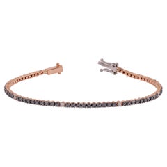 Bracelet tennis en or rose 18 carats avec diamants noirs et diamants de 1,97 carat