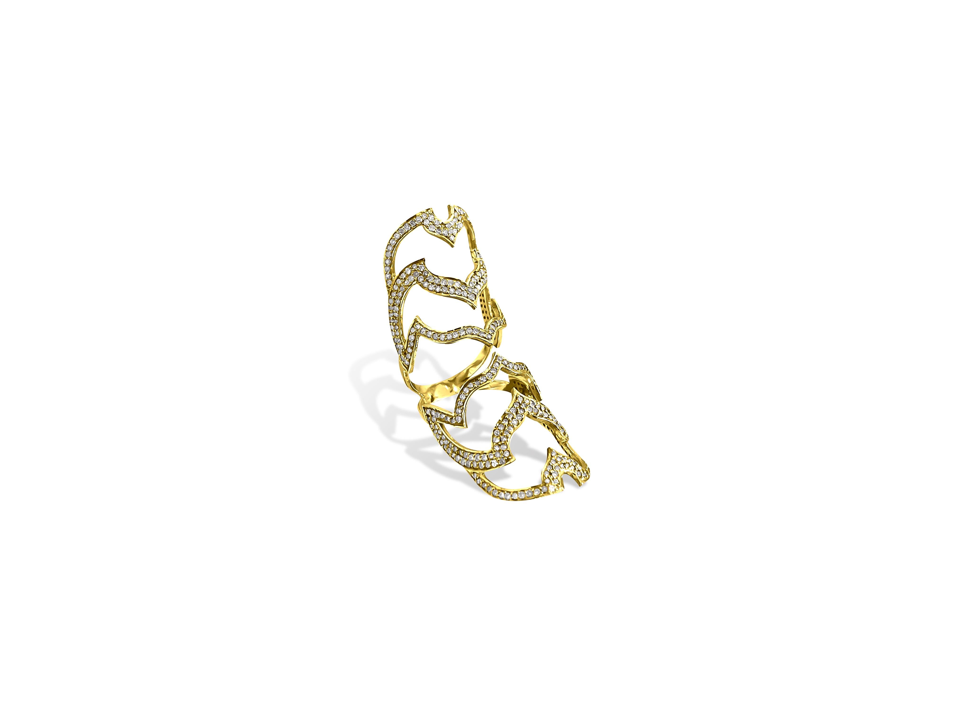 1,97 Karat Diamant Gold Fancy Long Finger Ring (Brillantschliff) im Angebot