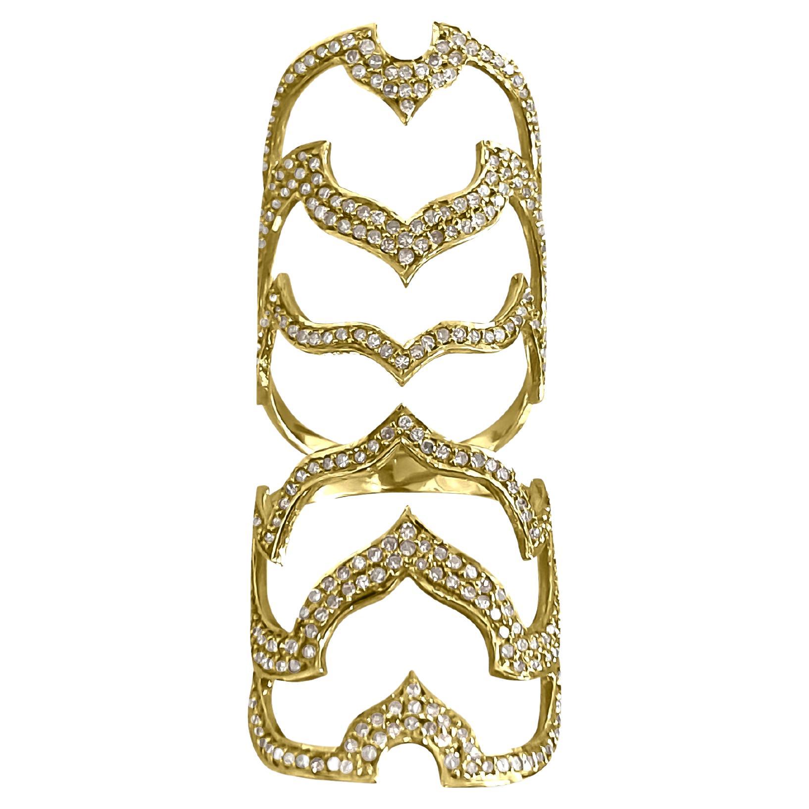 1.97 Carat Diamond Gold Fancy Long Finger Ring For Sale