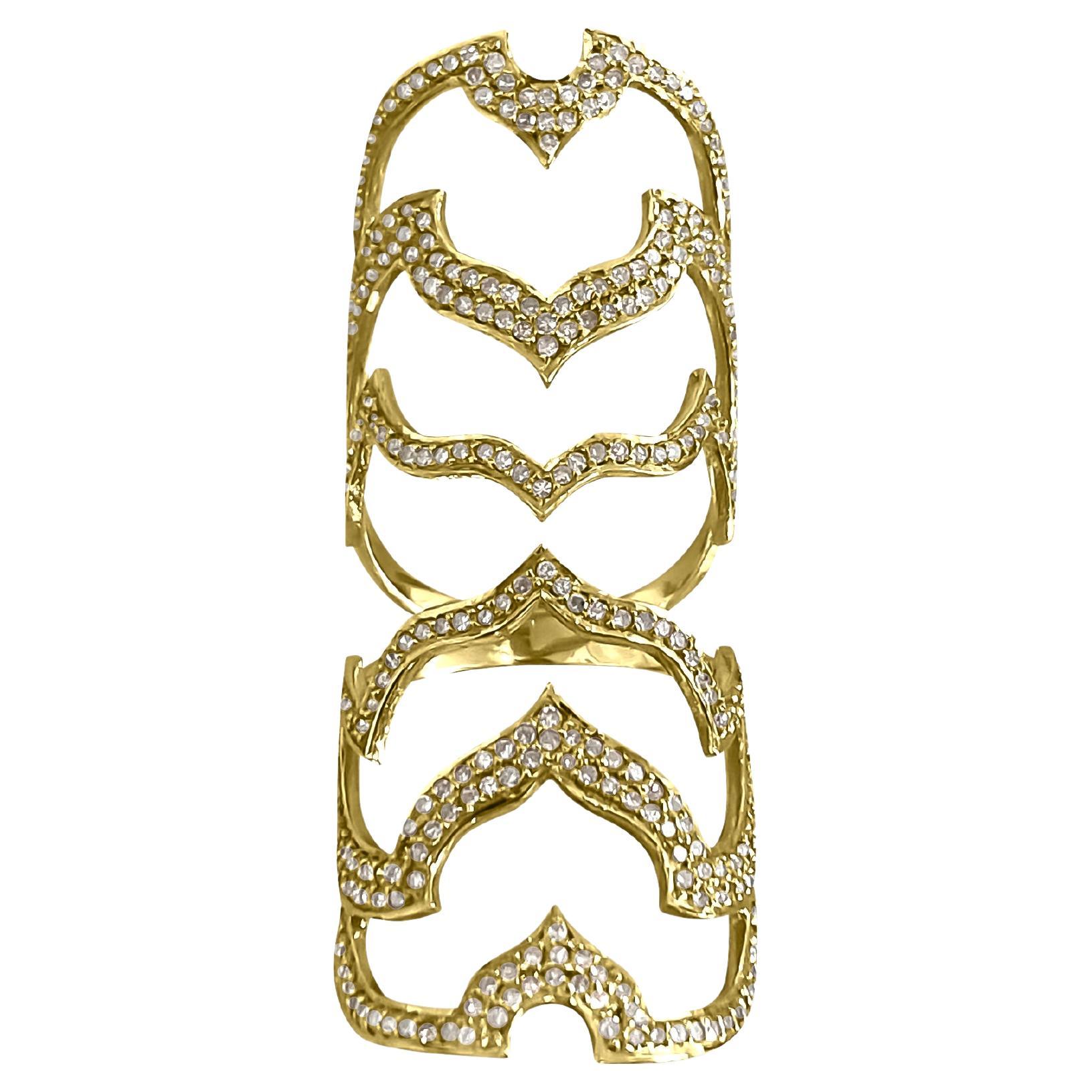 1.97 Carat Diamond Gold Fancy Long Finger Ring