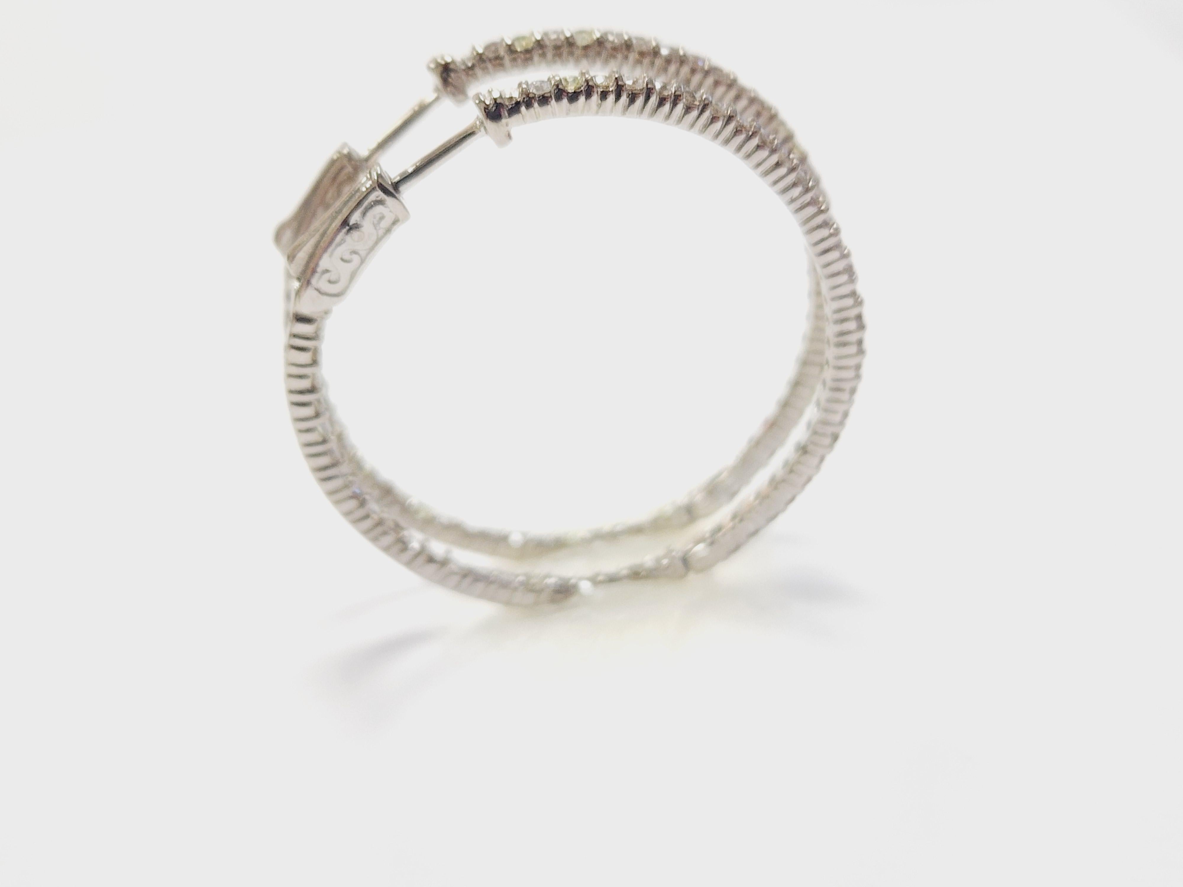 1.97 Carat Natural Diamond Hoops Earrings 14 Karat White Gold 5
