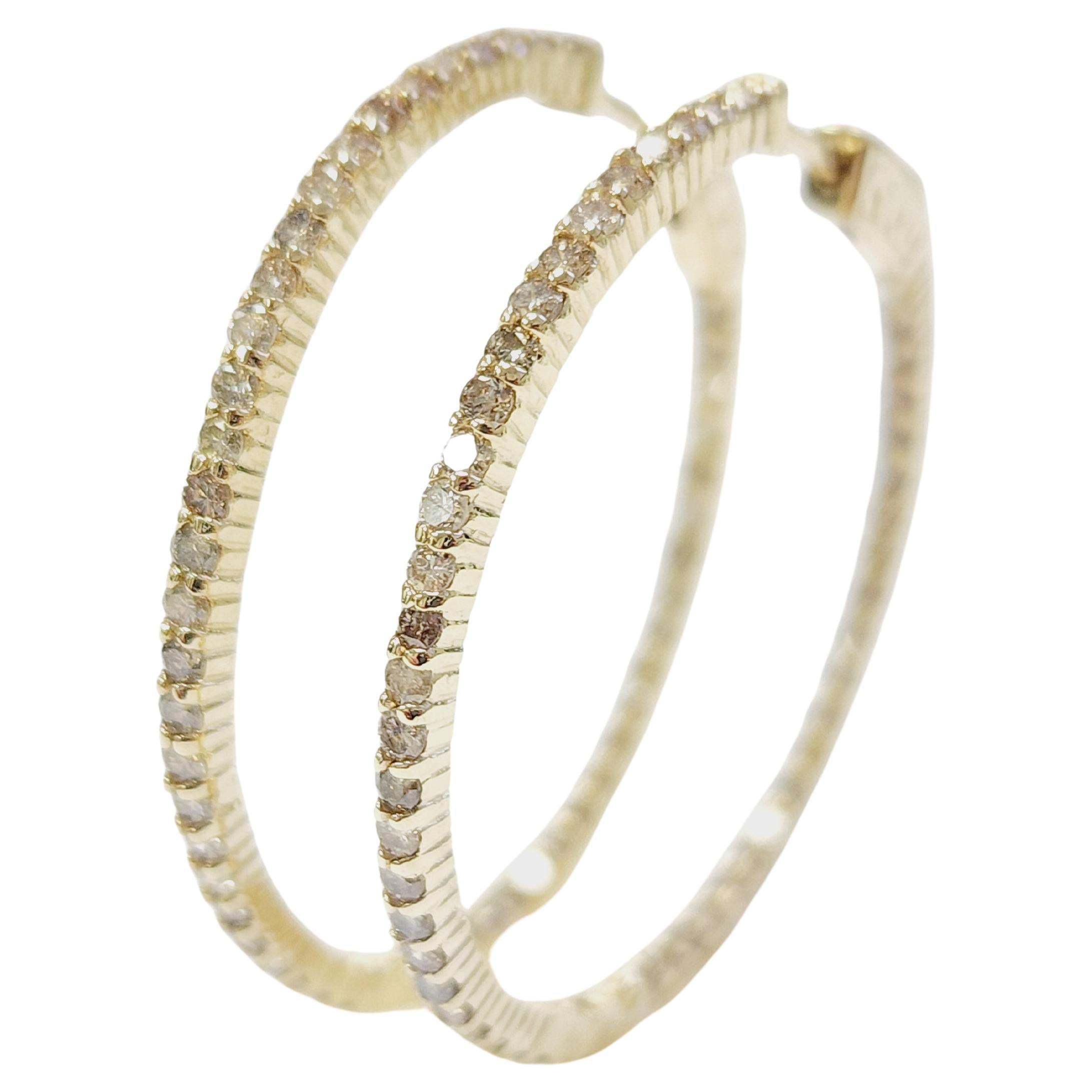 Pendientes Aros Diamante Natural 1,97 Quilates Oro Amarillo 14 Kilates