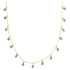 1.97 Carat Emerald Pear Shaped Drop Necklace Enhancer in 18K Yellow Gold