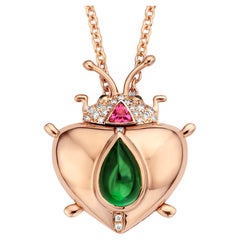 1.97Ct Green And Pink Tourmaline 18K Rose Gold Diamond Pendant Necklace
