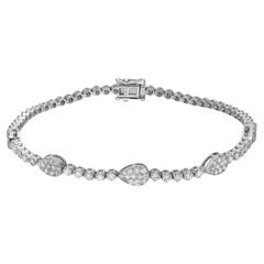 Bracelet tennis en or blanc 18 carats avec diamants en forme de poire de 1,97 carat